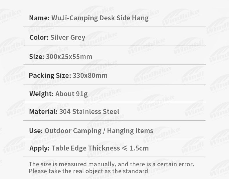 Naturehike Desk Side Hanging Shelf Portable Lightweight Camping Tableware Storage Rack Picnic Hook Rack Table Edge Hook 304 Stainless Steel Outdoor Accessories