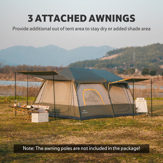 Naturehike CAPE Series 13 Automatic Tent Portable Lightweight Fast Build Cabin Style Shelter 6-8 Persons 2 Bedroom Excellent Ventilation Large Interior Waterproof Heavy Duty