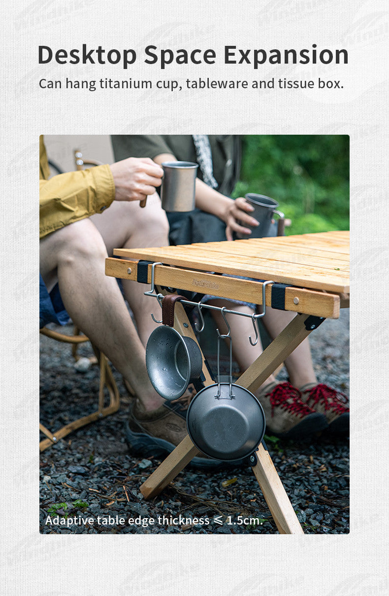 Naturehike Desk Side Hanging Shelf Portable Lightweight Camping Tableware Storage Rack Picnic Hook Rack Table Edge Hook 304 Stainless Steel Outdoor Accessories
