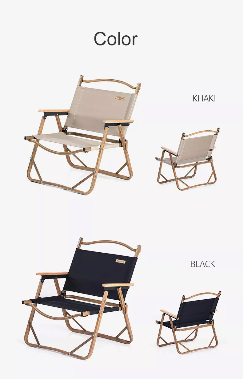 Naturehike TWILIGHT Series Outdoor Portable Foldable Camping Kermit Chair Aluminum Alloy Wood Grain up to 120KG Load 600D Oxford Cloth Camp Lightweight