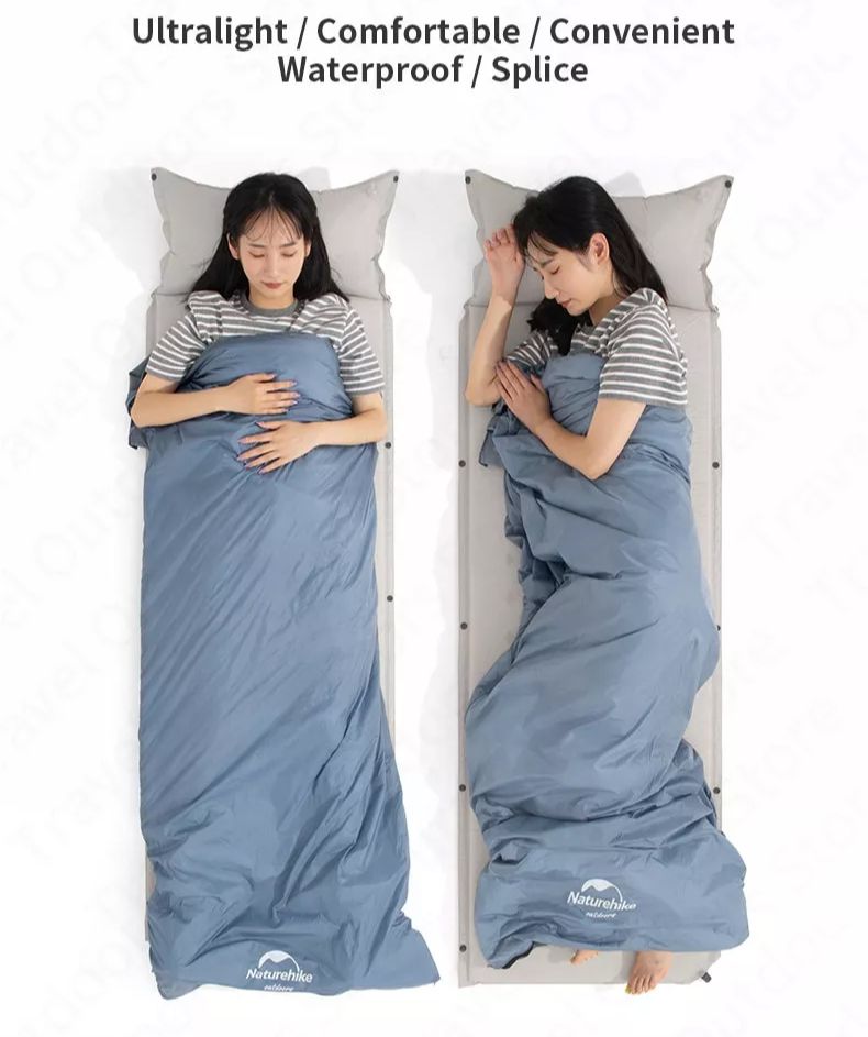 Naturehike Mini Envelope Sleeping Bag Outdoor LW180 Portable Ultralight Breathable Cotton Fabric Thick Foam for Tent Adult Comfortable Camp Sleep Bed Pad