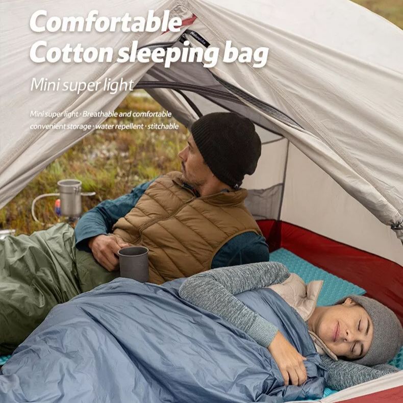Naturehike Mini Envelope Sleeping Bag Outdoor LW180 Portable Ultralight Breathable Cotton Fabric Thick Foam for Tent Adult Comfortable Camp Sleep Bed Pad