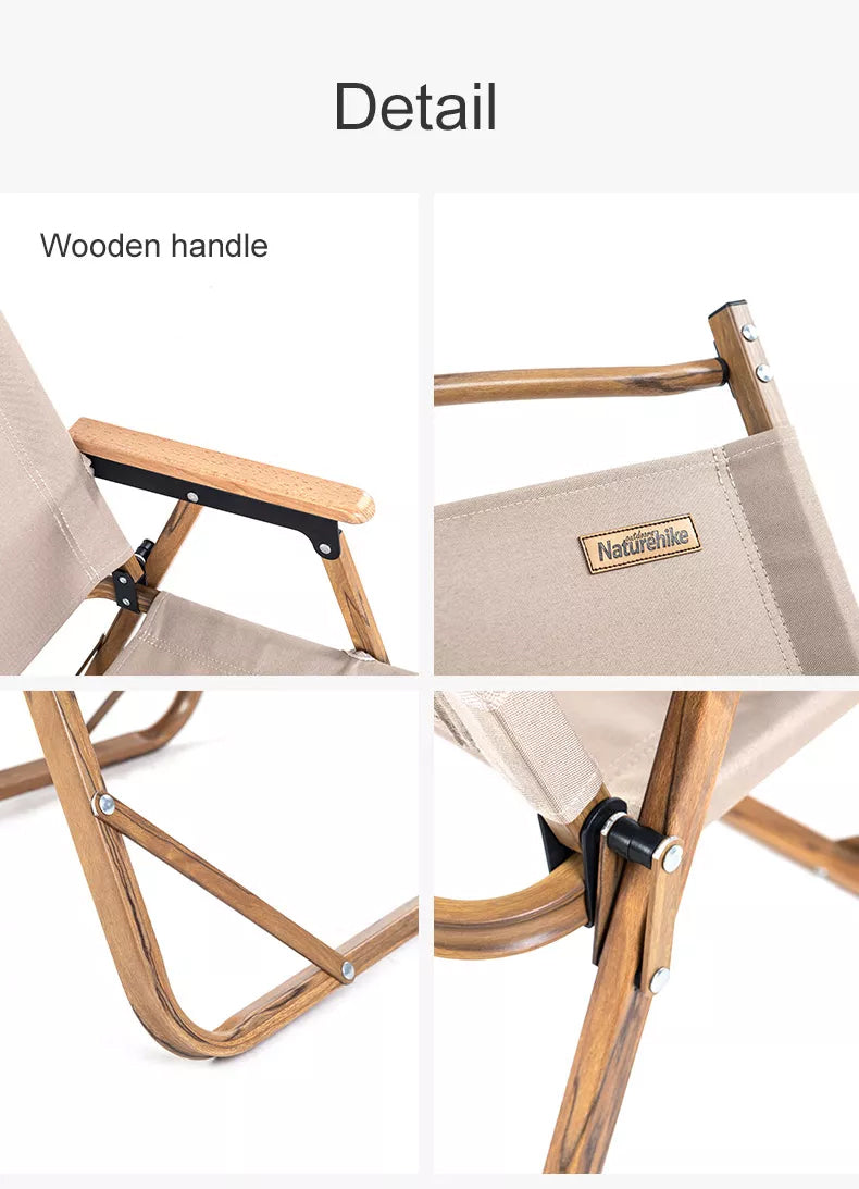 Naturehike TWILIGHT Series Outdoor Portable Foldable Camping Kermit Chair Aluminum Alloy Wood Grain up to 120KG Load 600D Oxford Cloth Camp Lightweight