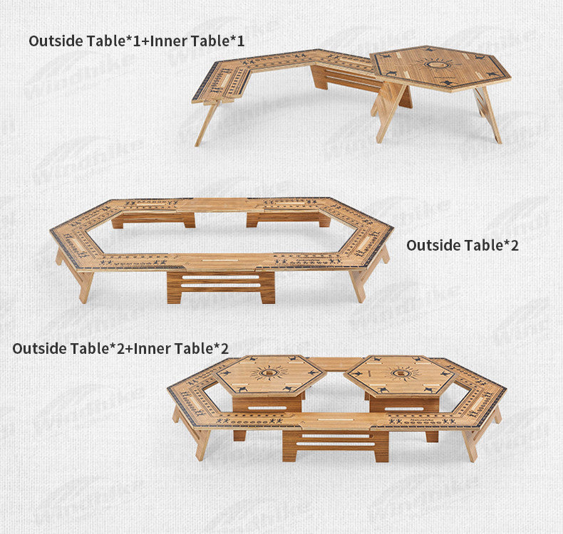 Naturehike Modular Hexagonal Table Portable Multipupose Splicing Table DIY Multi-layer Board Double-Deck Extended Desk Camping BBQ Picnic Barbecue