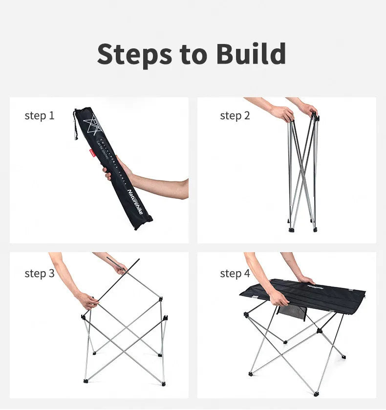 Naturehike Folding Picnic Table Portable Ultralight Foldable Camping Table Load Bearing 20kg Built-in Mesh Storage Bag Table BBQ Camping