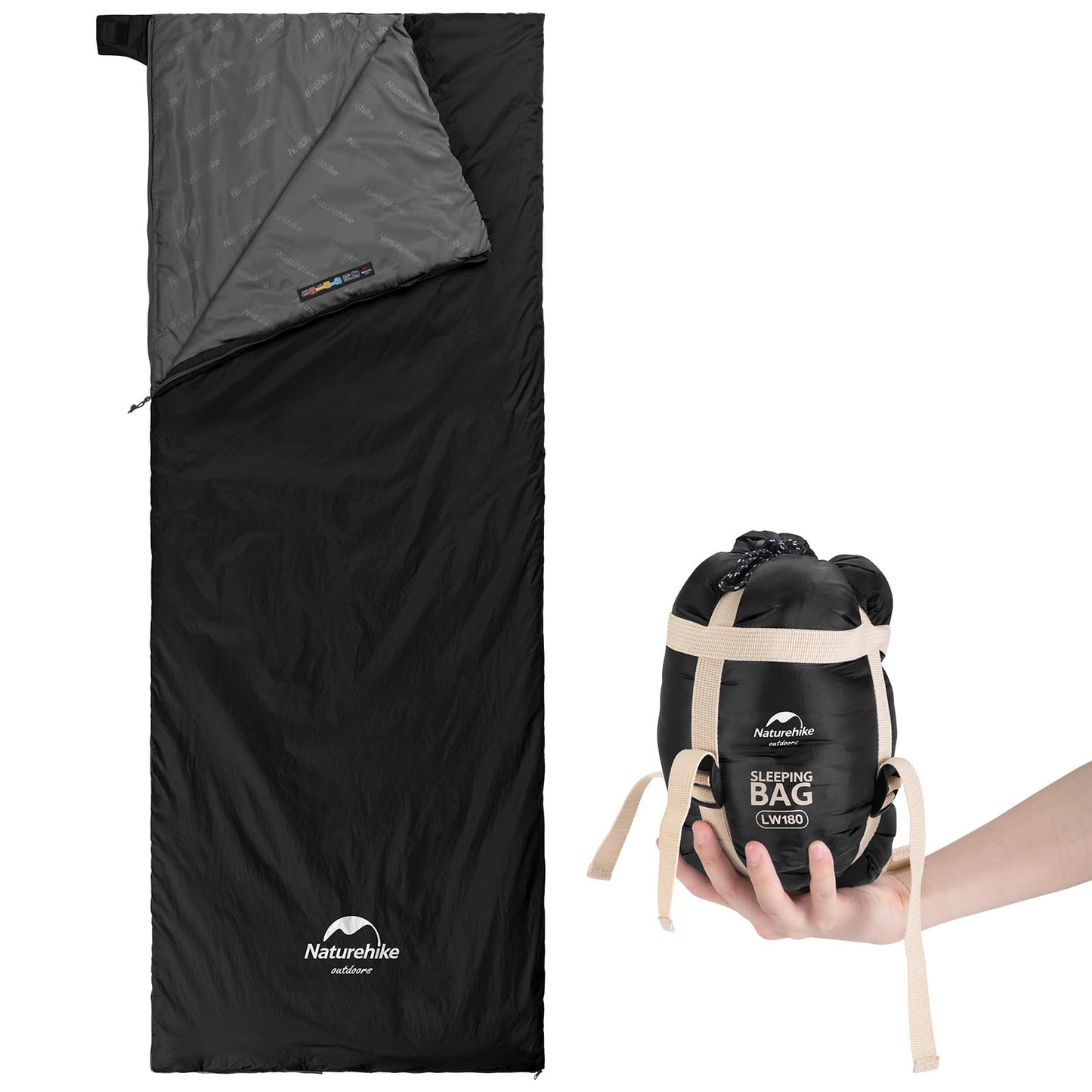 Naturehike Mini Envelope Sleeping Bag Outdoor LW180 Portable Ultralight Breathable Cotton Fabric Thick Foam for Tent Adult Comfortable Camp Sleep Bed Pad