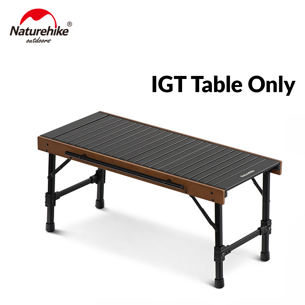 Naturehike IGT Combination Table Outdoor Portable Folding Picnic BBQ Aluminum Alloy Table Combined With BBQ Grill Or Gas Stove Bundle Set Loab Bearing Up to 30kg Foldable Wood Light Egg Roll Camping Hiking Beach Travel Original Nature Hike