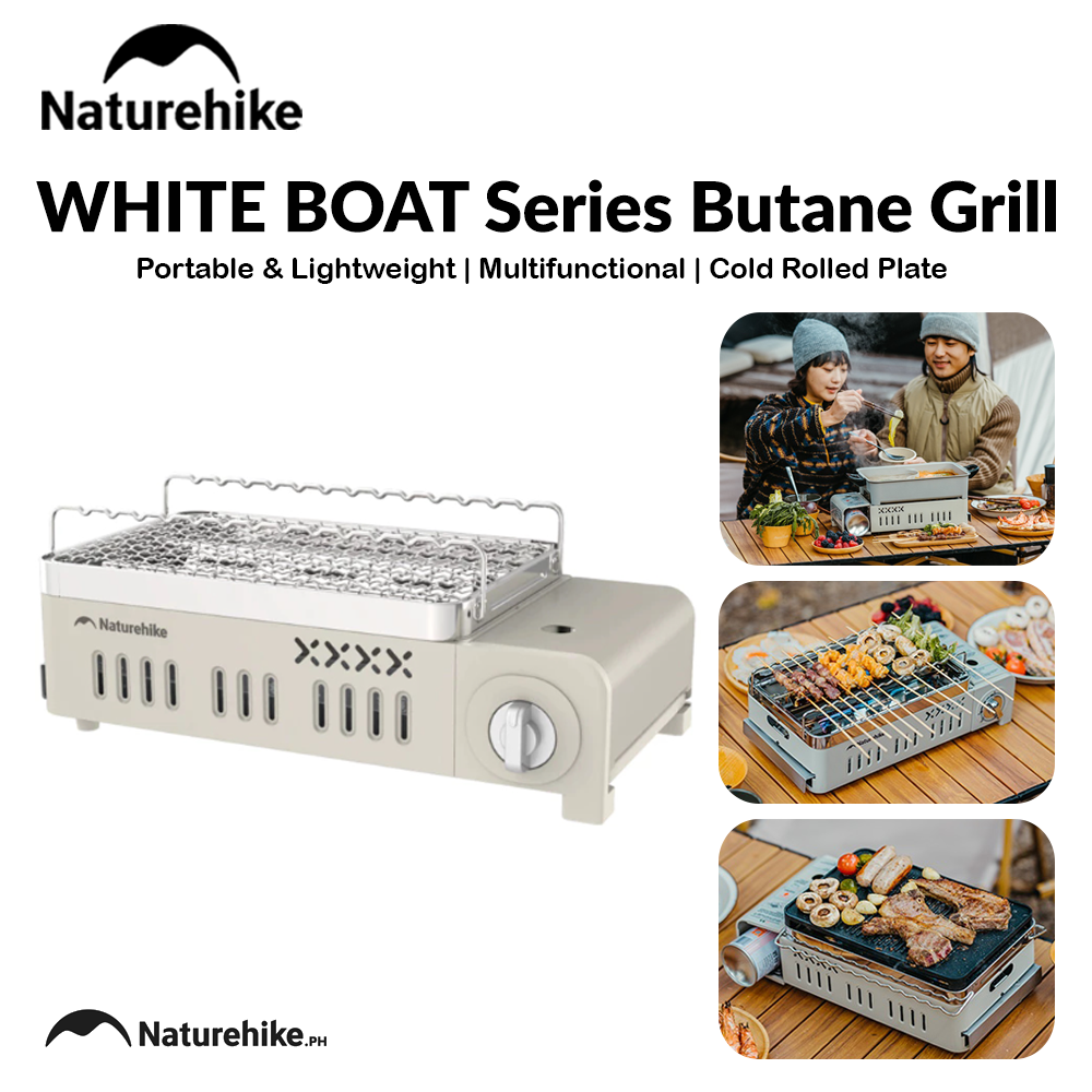 Naturehike WHITE BOAT Series Butane Grill Portable Multifunctional Stove Canister 2.2Kw Fire Power Magnetic Safety Valve Fuel Tank Cassette BBQ Burner