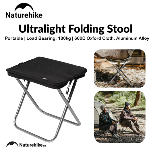 Naturehike Ultralight Folding Stool Portable Mini Chair 7075 Aluminum Alloy Fishing Outdoor Camping Chair 3CM Thick Cushion Seat Load 180kg