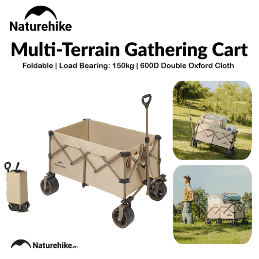 Naturehike Multi-Terrain Gathering Cart Multifunction Foldable Camping Trolley Large Capacity Outdoor Cart Wagon Collapsible 360°