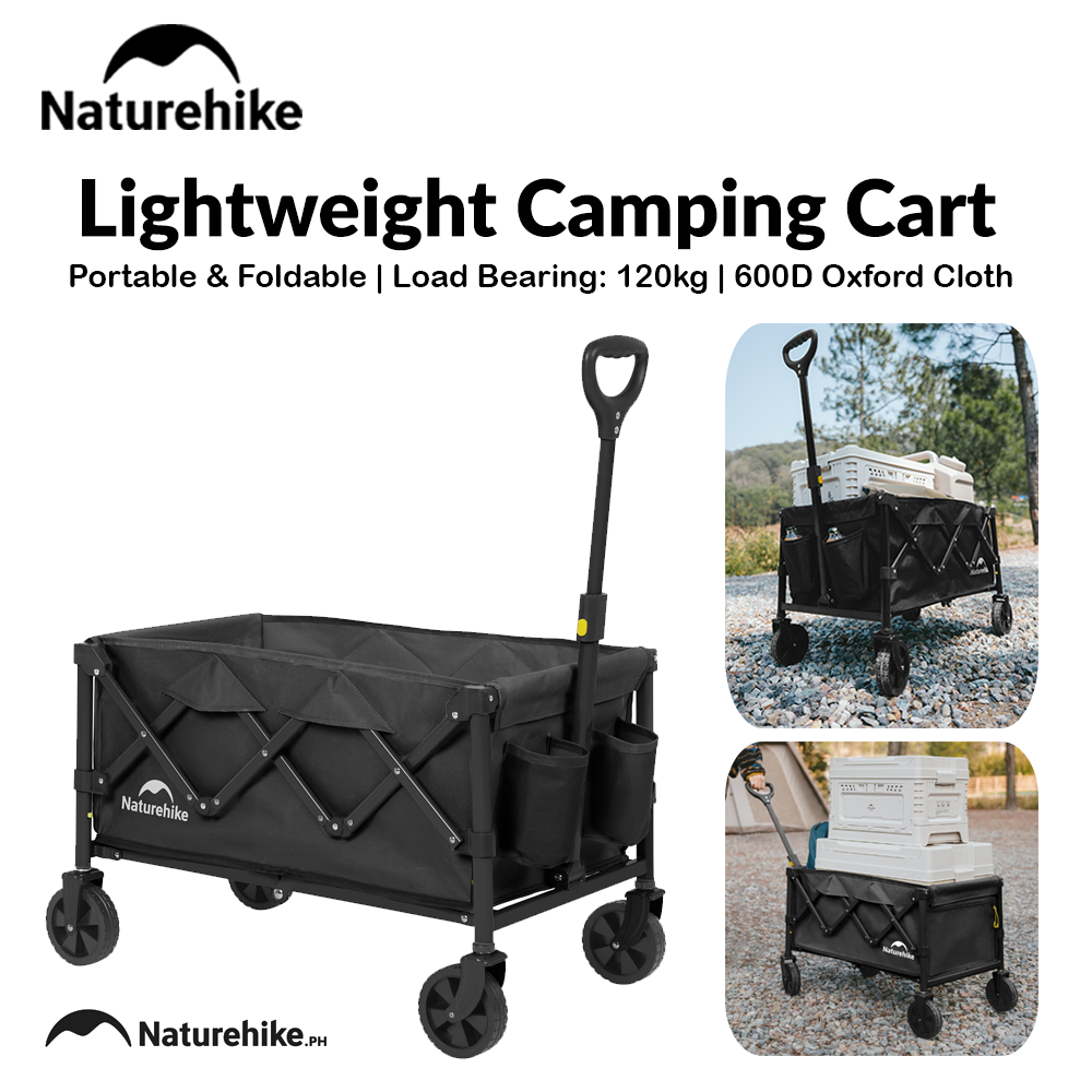 Naturehike Lightweight Camping Cart Portable Collapsible Large Capacity Wagon Cart 80 Liters Maximum 100 Liters Garden Outdoor Park Utility Beach Trolley