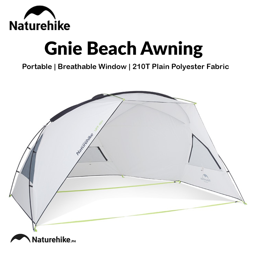 Naturehike Gnie Beach Awning Portable Lightweight Canopy Outdoor Camping 210T Waterproof Party Sun Shelter Sunshade Beach Tarp Hiking Picnic Travel