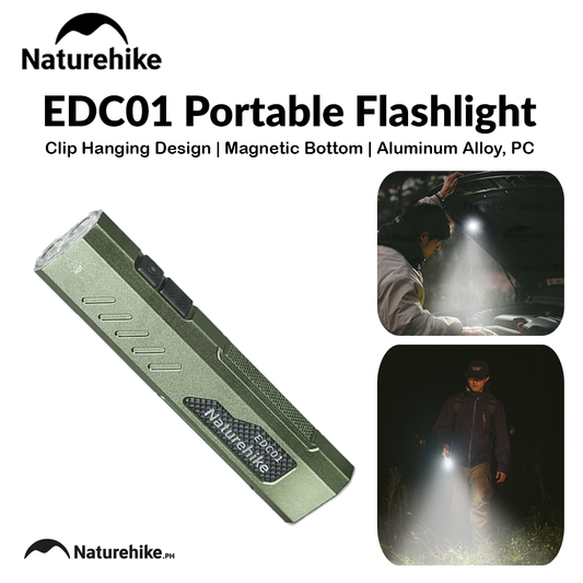 Naturehike EDC01 Portable Flashlight Ultralight Rechargeable LED Light Clip Hanging Design Magnetic Bottom Outdoor Strong Light Bright Long-range