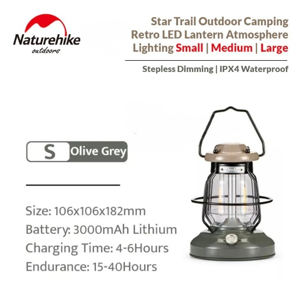 Naturehike Star Trail Retro Atmosphere Light Portable Lightweight Outdoor Camping LED Lantern IPX4 Waterproof USB Charge Lamp Ambient Tent Lighting