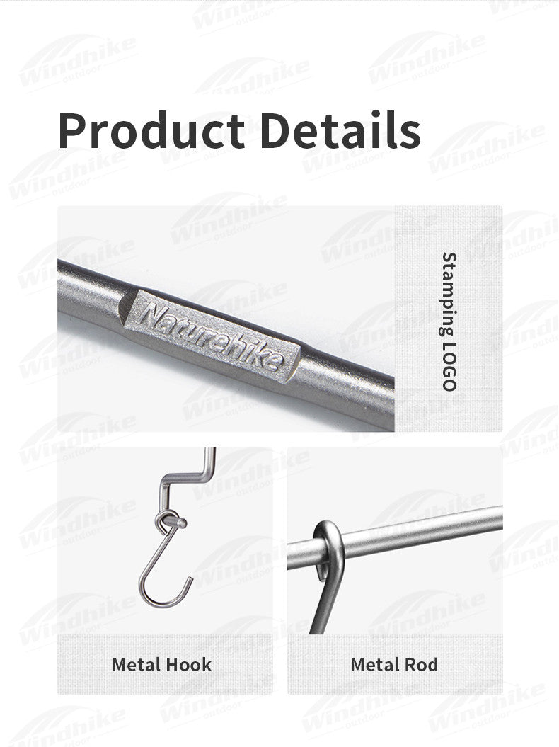 Naturehike Desk Side Hanging Shelf Portable Lightweight Camping Tableware Storage Rack Picnic Hook Rack Table Edge Hook 304 Stainless Steel Outdoor Accessories