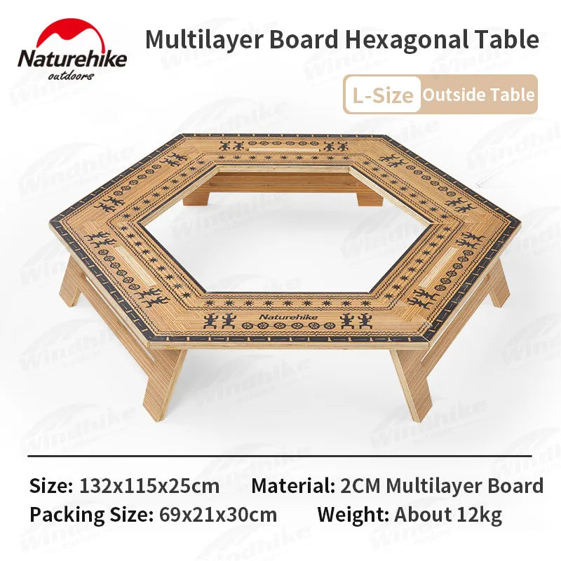 Naturehike Modular Hexagonal Table Portable Multipupose Splicing Table  DIY Multi-layer Board Double-Deck Extended Desk Camping BBQ Picnic Barbecue