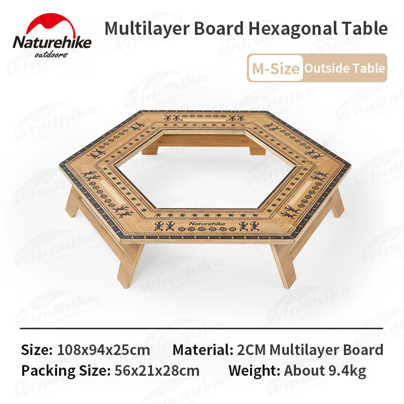 Naturehike Modular Hexagonal Table Portable Multipupose Splicing Table  DIY Multi-layer Board Double-Deck Extended Desk Camping BBQ Picnic Barbecue