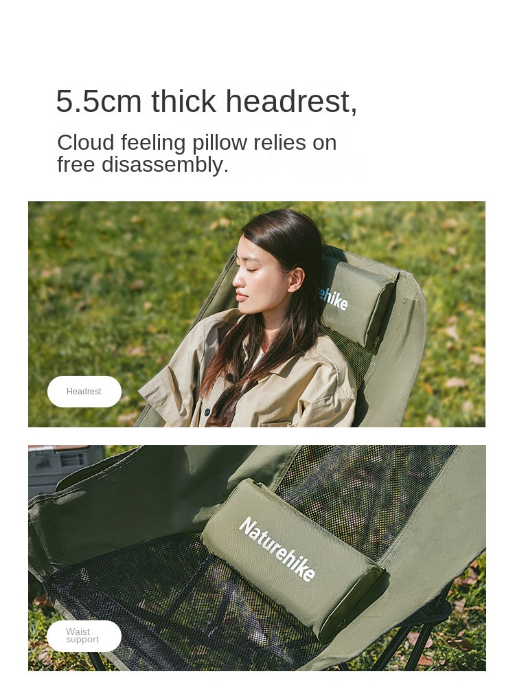Naturehike SEA STAR 002 High Back Moon Chair Portable Lightweight Folding Adjustable Reclining Chair With Removable Head Pillow Camping Polyester Carbon Steel