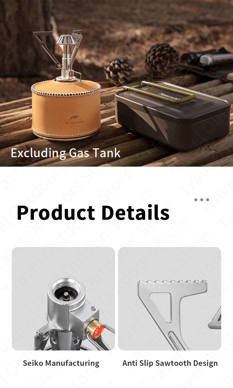 Naturehike Mini Folding All-In-One Stove Portable Top Mount Stove Head Butane Screw Type Gas Fuel Stove Burner With Adjustable Valve for Isobutane