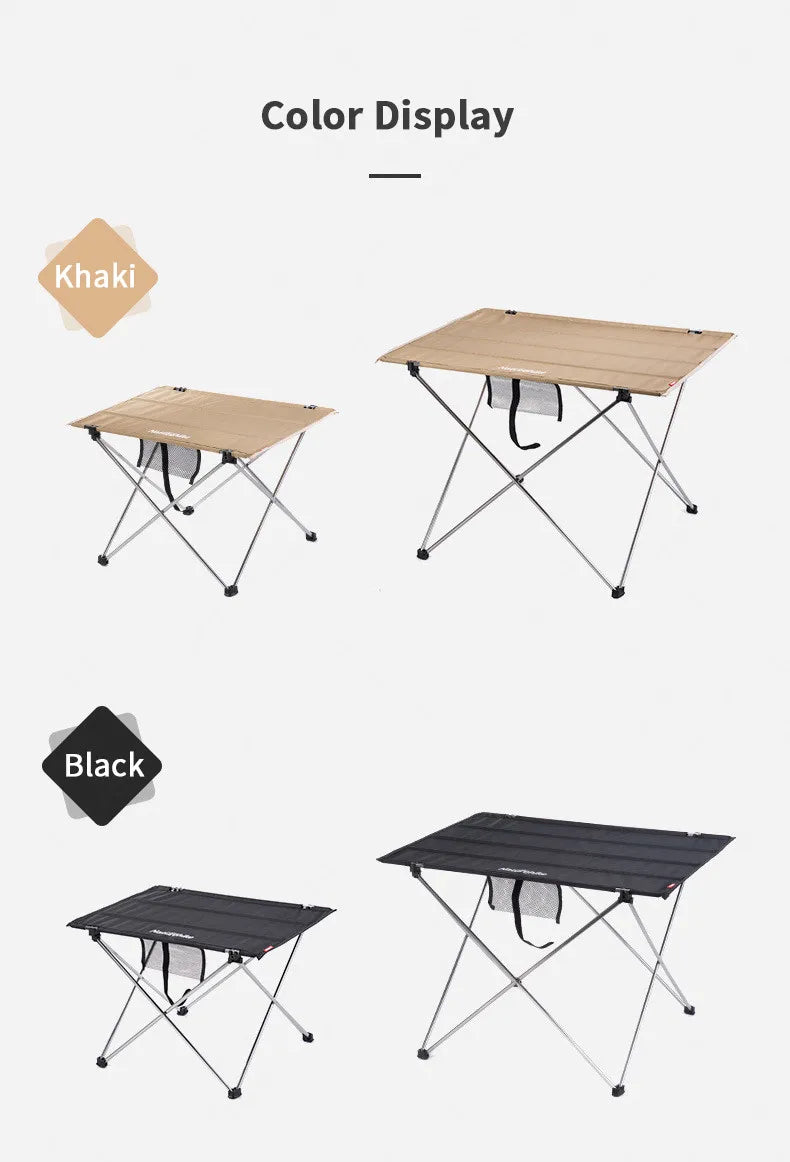 Naturehike Folding Picnic Table Portable Ultralight Foldable Camping Table Load Bearing 20kg Built-in Mesh Storage Bag Table BBQ Camping