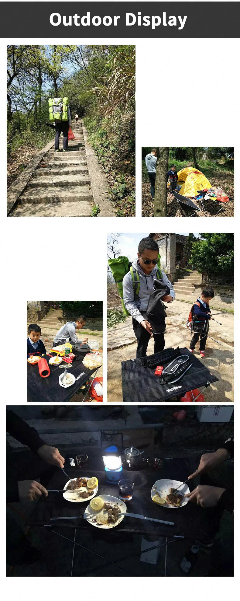 Naturehike Folding Picnic Table Portable Ultralight Foldable Camping Table Load Bearing 20kg Built-in Mesh Storage Bag Table BBQ Camping
