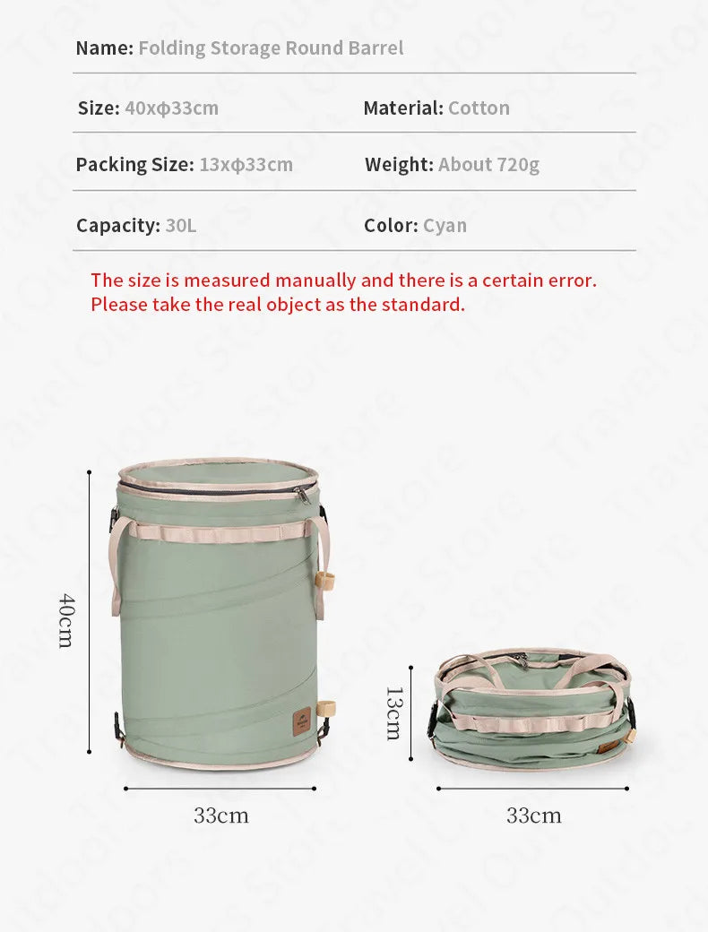 Naturehike Foldable Storage Round Bucket Portable Ultralight Folding 30L Capacity Barrel Clothes Bag Sundry Storage Box Cotton Bag 720g Camping Outdoor