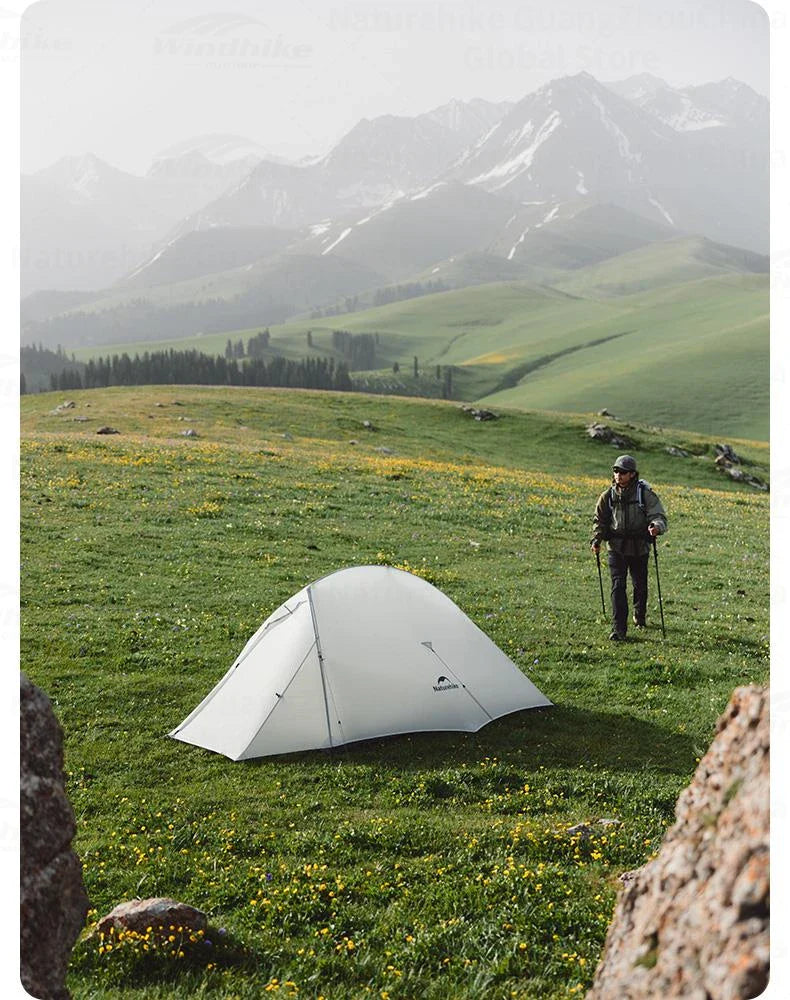 Naturehike Cloud Up UL Tent Portable Ultralight 1-2 Persons Single Double Streamlined Design 15D Nylon Waterproof Camping Backpacking Hiking Tent With Mat