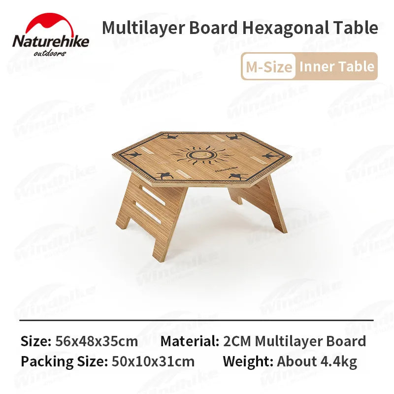Naturehike Modular Hexagonal Table Portable Multipupose Splicing Table  DIY Multi-layer Board Double-Deck Extended Desk Camping BBQ Picnic Barbecue