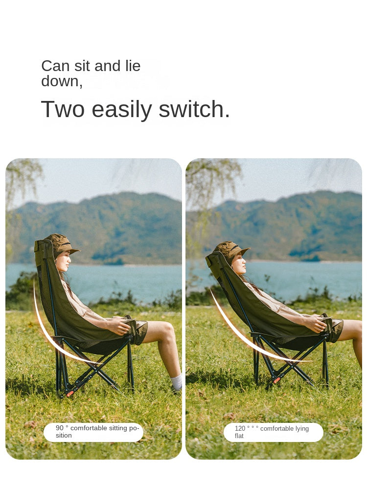 Naturehike SEA STAR 002 High Back Moon Chair Portable Lightweight Folding Adjustable Reclining Chair With Removable Head Pillow Camping Polyester Carbon Steel