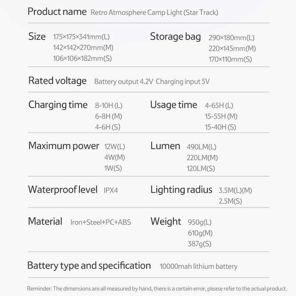 Naturehike Star Trail Retro Atmosphere Light Portable Lightweight Outdoor Camping LED Lantern IPX4 Waterproof USB Charge Lamp Ambient Tent Lighting